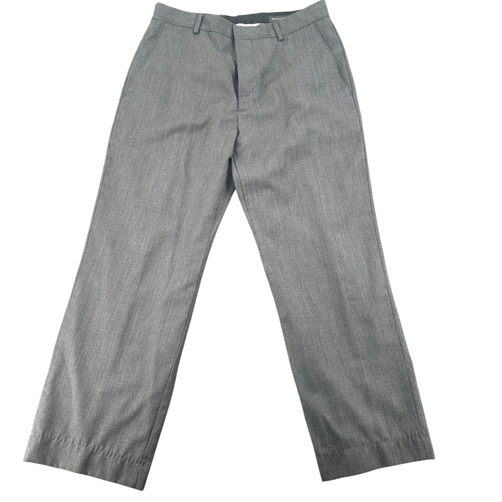 Banana Republic Mens Grey 100% Wool Dress Pants Flat Front Straight Leg 35x32 - Picture 3 of 8